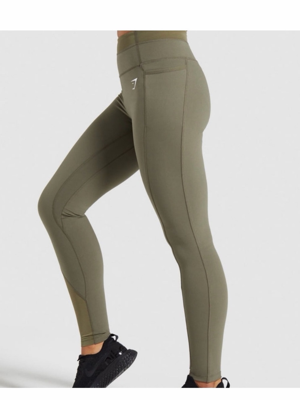 GymShark Olive green Dreamy Mesh full pants with pockets size xs